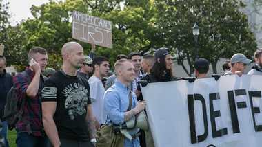 A group of protestors on the street